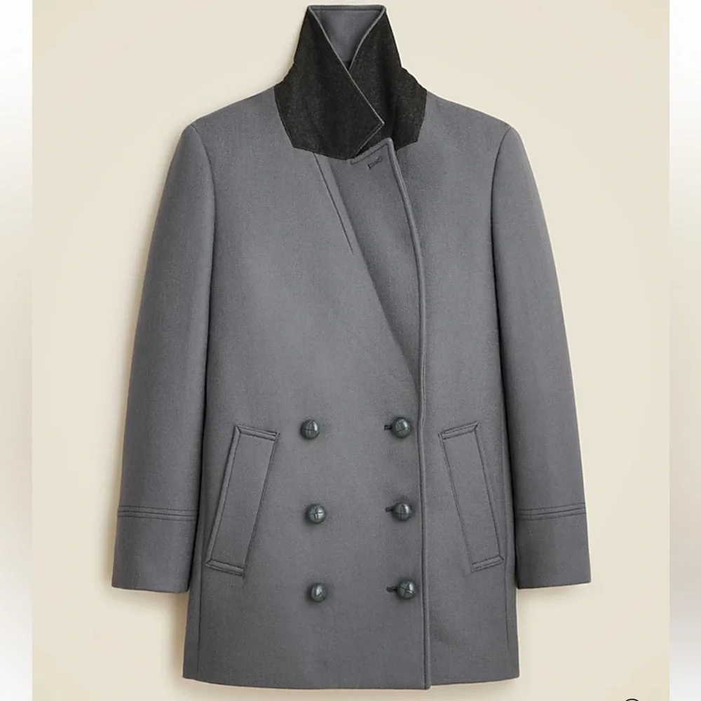 J.Crew Classic Grey Peacoat in Italian Wool Blend - Picture 3 of 11